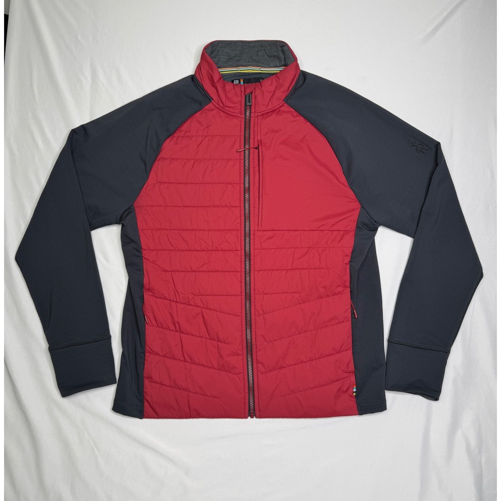 Smartwool Smartloft Hybrid Jacket Mens XL Red Grey Merino Wool Quilted Hiking